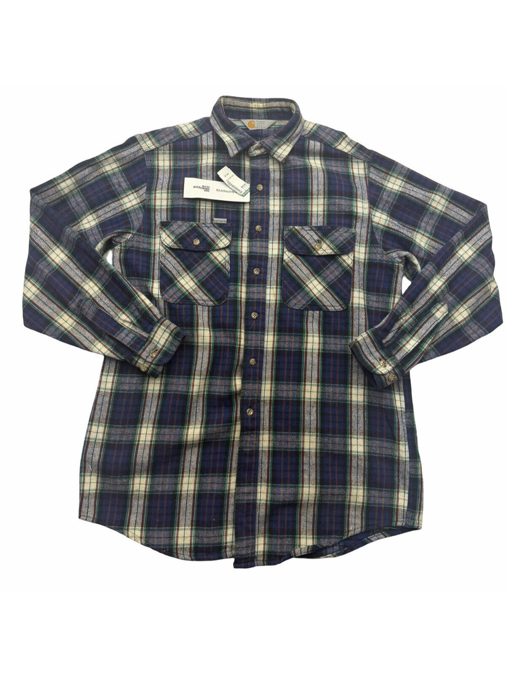 Carhartt Rugged Outdoor Wear Heavyweight Cotton Flannel Shirt Blue Multi Size L